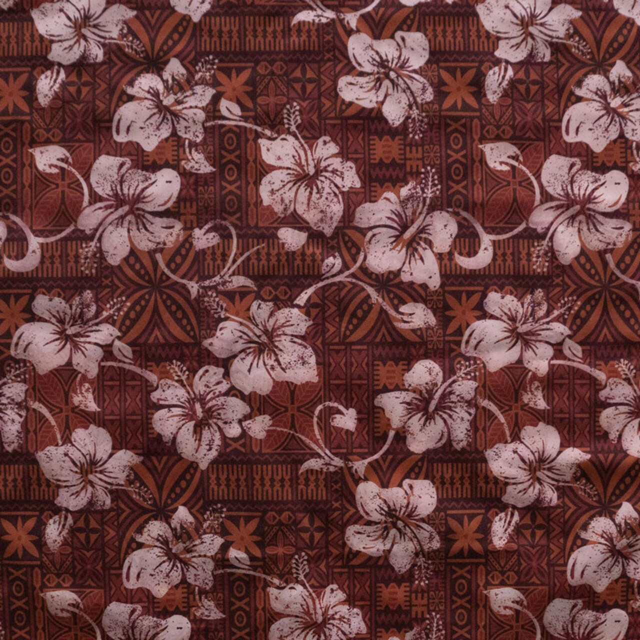1 Yard Hibiscus Tapa Print Polyester Fabric for Crafts, Apparel, and Home Décor 60 Inch Width